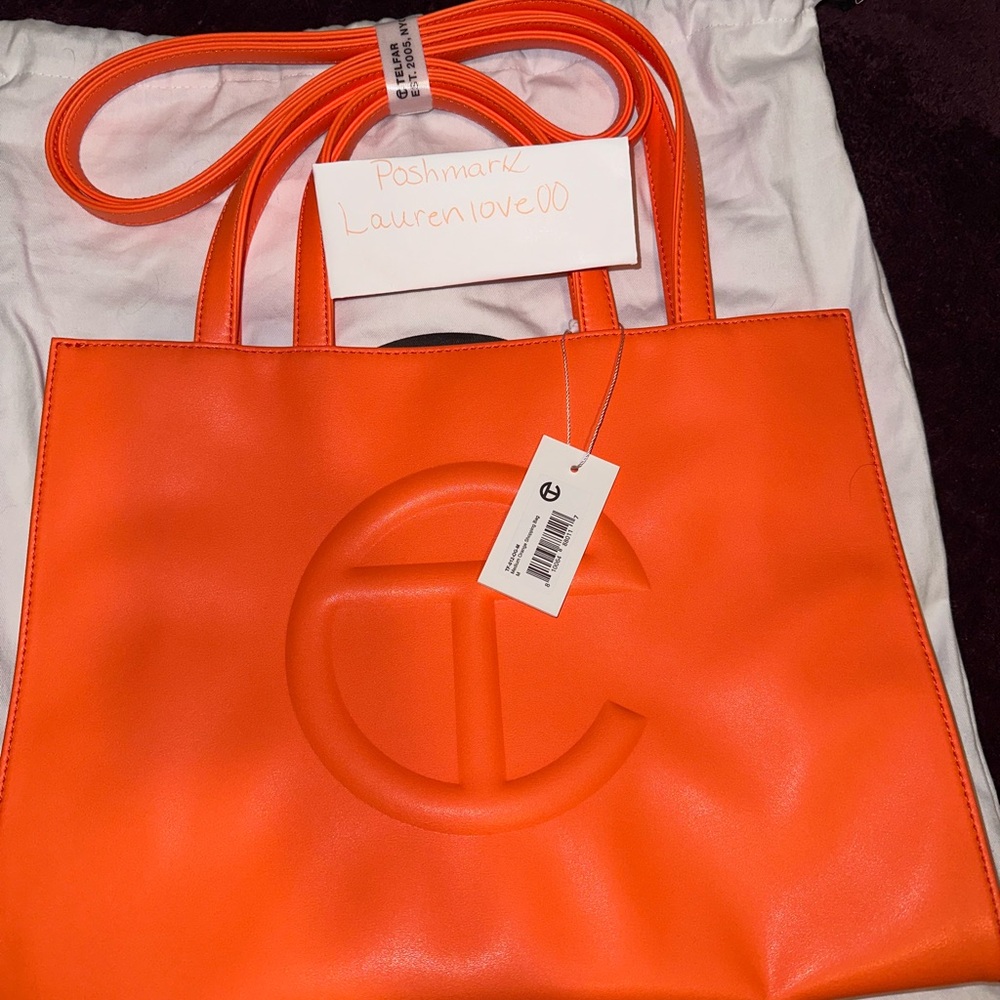 Orange Telfar medium shopping bag